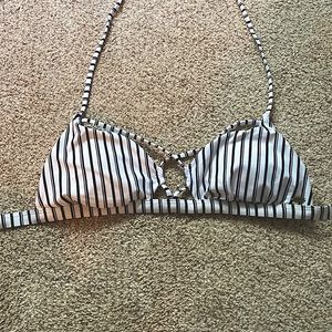 NWT O’Neill Small Black and White Striped Bikini Top